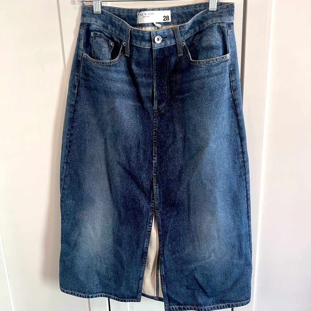 Rag & Bone denim midi skirt